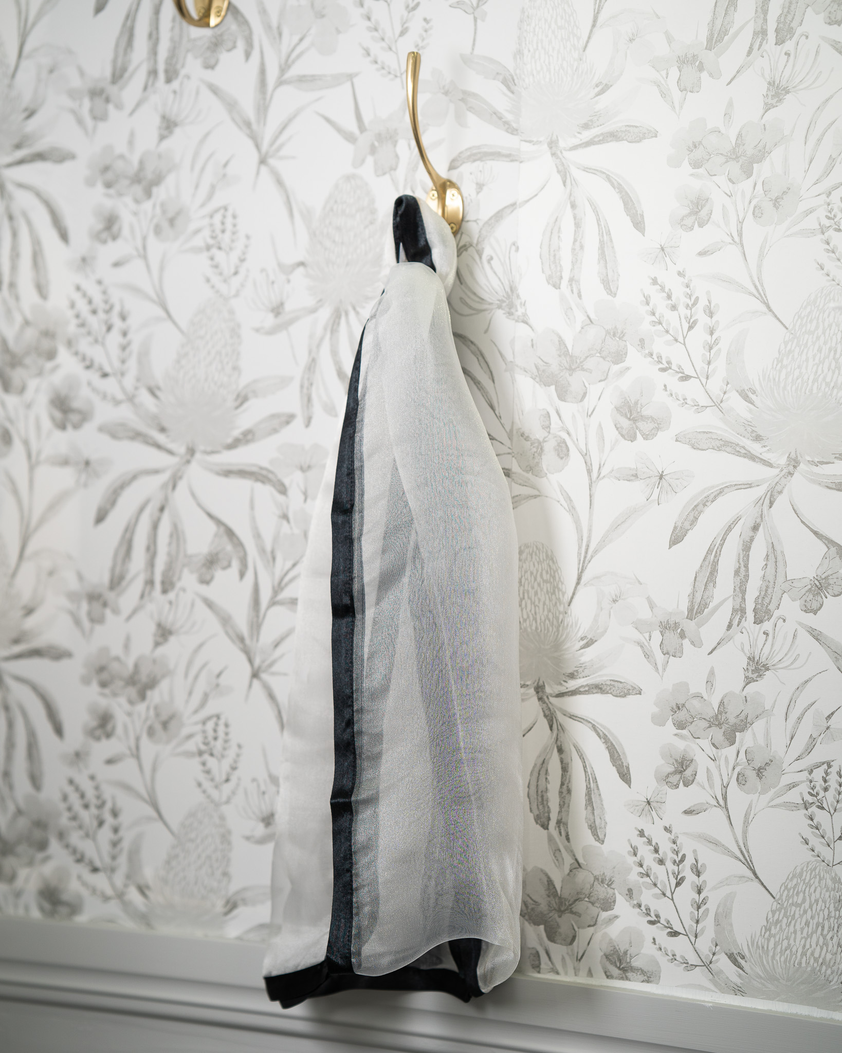 Sash - Black & White Organza