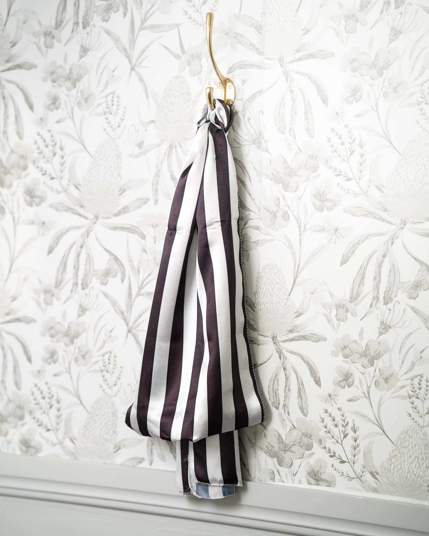 Sash - B & W Striped Satin